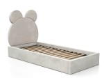 Łóżko dziecięce tapicerowane z pojemnikiem 90x200 ze stelażem szary Velvet Kids Line 1 Miś