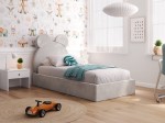 Łóżko dziecięce tapicerowane z pojemnikiem 90x200 ze stelażem szary Velvet Kids Line 1 Miś