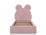 Łóżko dziecięce tapicerowane z pojemnikiem 90x200 ze stelażem różowy Velvet Kids Line 1 Miś