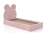 Łóżko dziecięce tapicerowane z pojemnikiem 90x200 ze stelażem różowy Velvet Kids Line 1 Miś