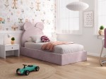 Łóżko dziecięce tapicerowane z pojemnikiem 90x200 ze stelażem różowy Velvet Kids Line 1 Miś