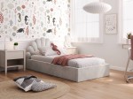 Łóżko dziecięce tapicerowane z pojemnikiem 90x200 ze stelażem szary Velvet Kids Line 3 Muszelka