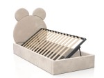 Łóżko dziecięce tapicerowane z pojemnikiem 90x200 ze stelażem beżowy Velvet Kids Line 1 Miś