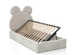 Łóżko dziecięce tapicerowane z pojemnikiem 90x200 ze stelażem szary Velvet Kids Line 1 Miś