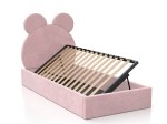 Łóżko dziecięce tapicerowane z pojemnikiem 90x200 ze stelażem różowy Velvet Kids Line 1 Miś