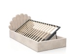 Łóżko dziecięce tapicerowane z pojemnikiem 90x200 ze stelażem beżowy Velvet Kids Line 3 Muszelka