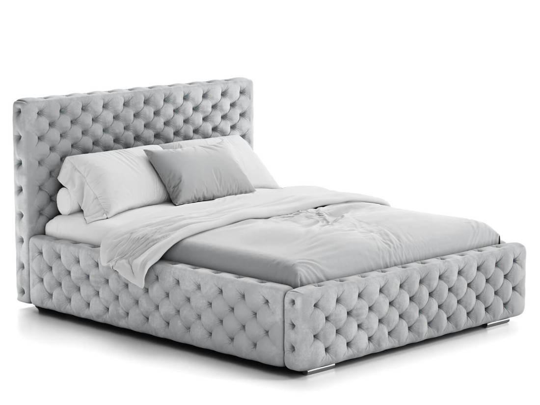 Łóżko tapicerowane z pojemnikiem 180x200 szare PRO line 15