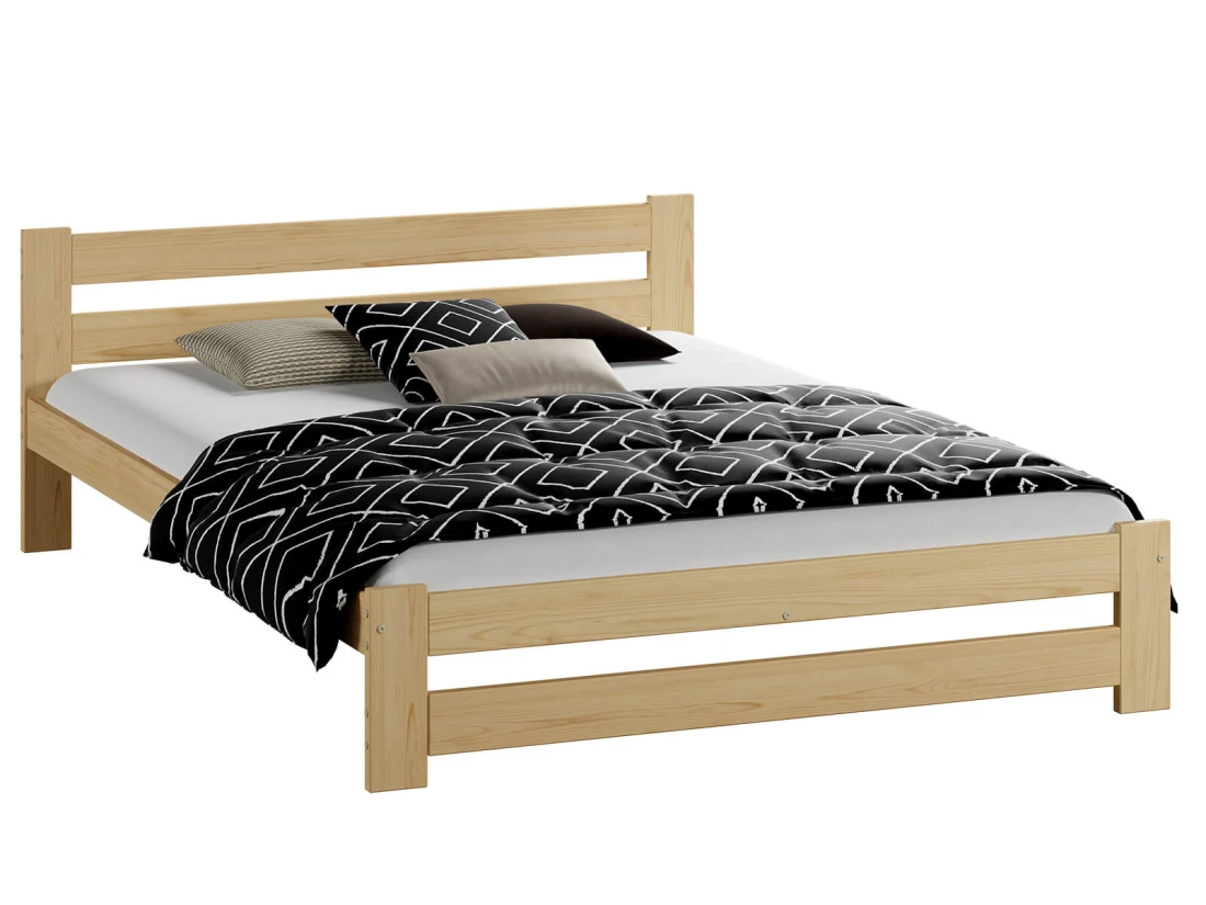 Outlet - Łóżko drewniane Kada 135x200 sosna z materacem Megana