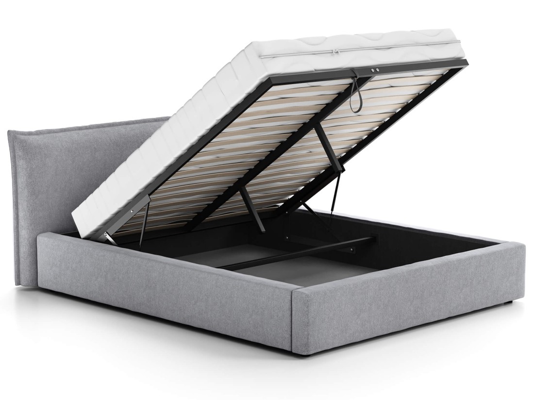  Łóżko tapicerowane z pojemnikiem 160x200 szare PRO line 19 Soro 90