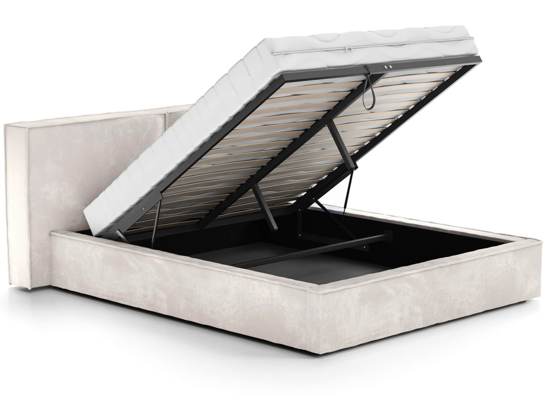  Łóżko tapicerowane z pojemnikiem 160x200 beżowe PRO line 20 Harmony 02