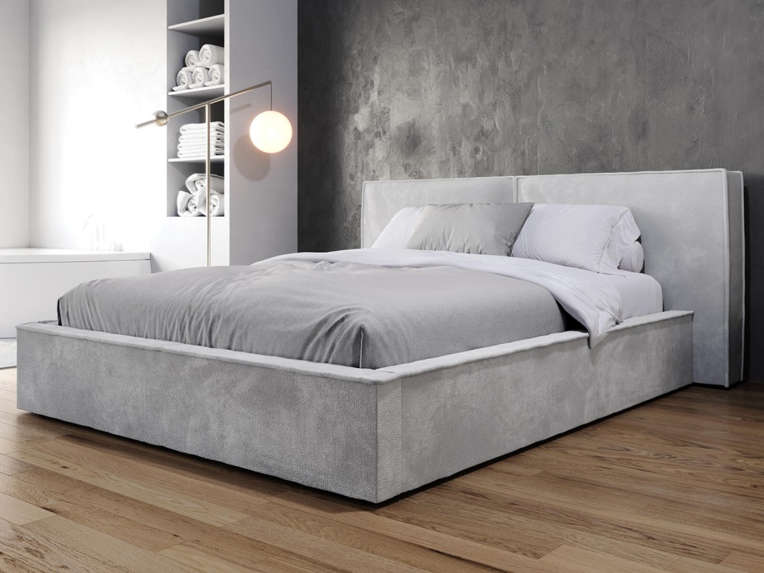  Łóżko tapicerowane z pojemnikiem 140x200 szare PRO line 20 Harmony 80