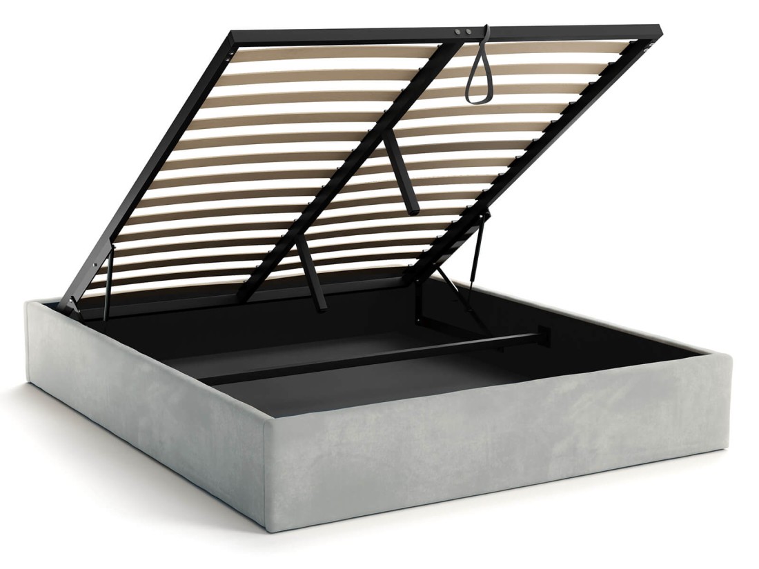 Łóżko tapicerowane 180x200 z pojemnikiem bez zagłówka Box line Szary
