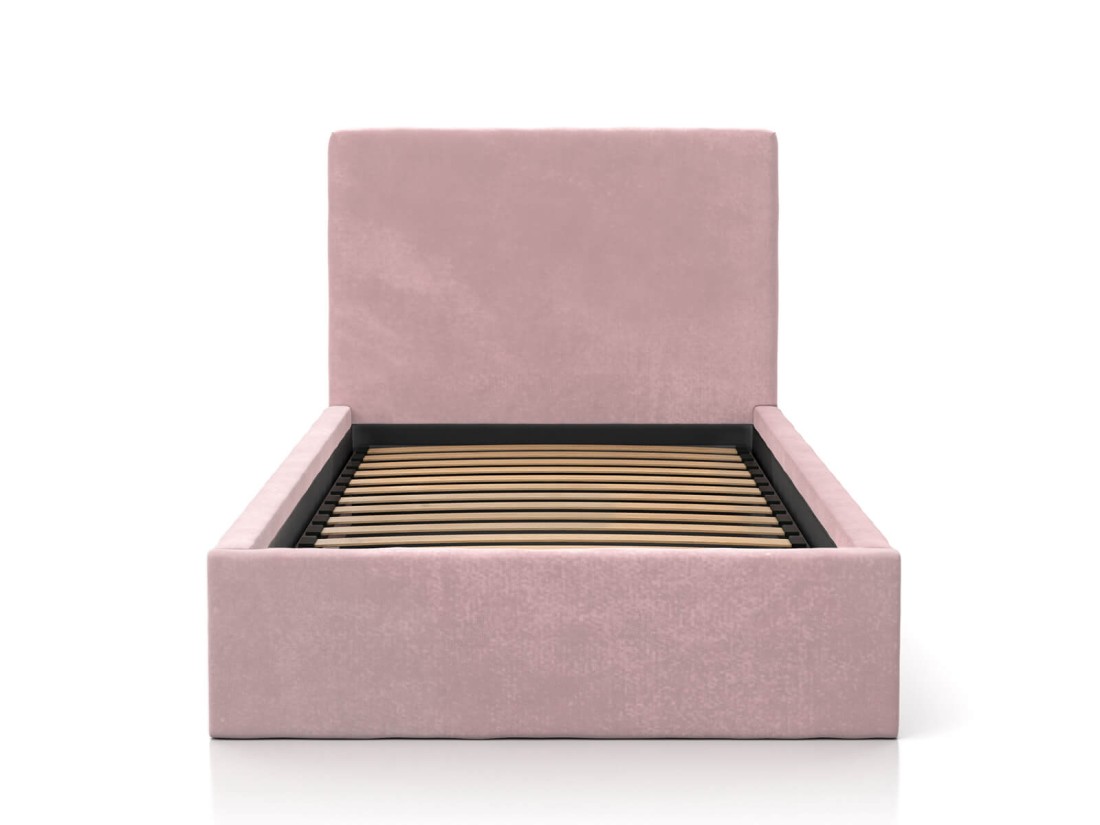 Łóżko dziecięce tapicerowane z pojemnikiem 90x200 ze stelażem różowy Velvet Kids Line 4