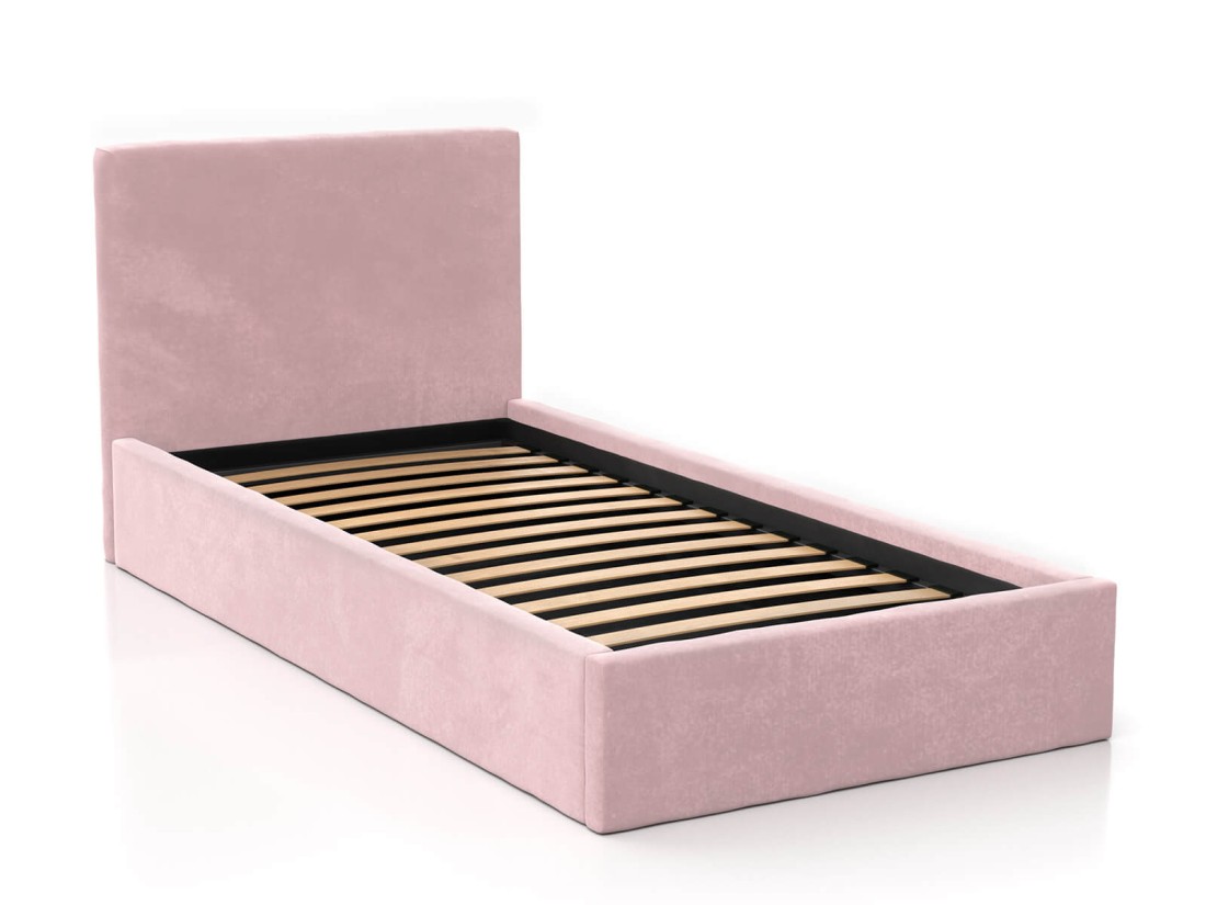 Łóżko dziecięce tapicerowane z pojemnikiem 90x200 ze stelażem różowy Velvet Kids Line 4