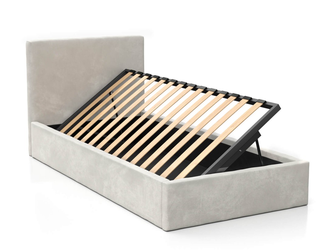 Łóżko dziecięce tapicerowane z pojemnikiem 90x200 ze stelażem szary Velvet Kids Line 4