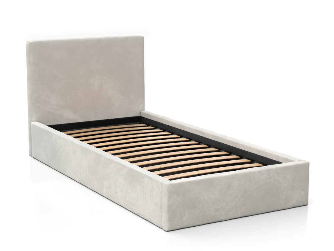 Łóżko dziecięce tapicerowane z pojemnikiem 90x200 ze stelażem szary Velvet Kids Line 4