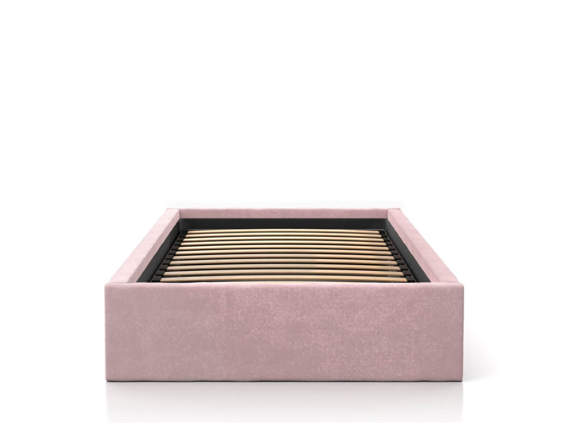 Łóżko dziecięce tapicerowane 90x200 z pojemnikiem ze stelażem Różowy Velvet Kids Line BOX