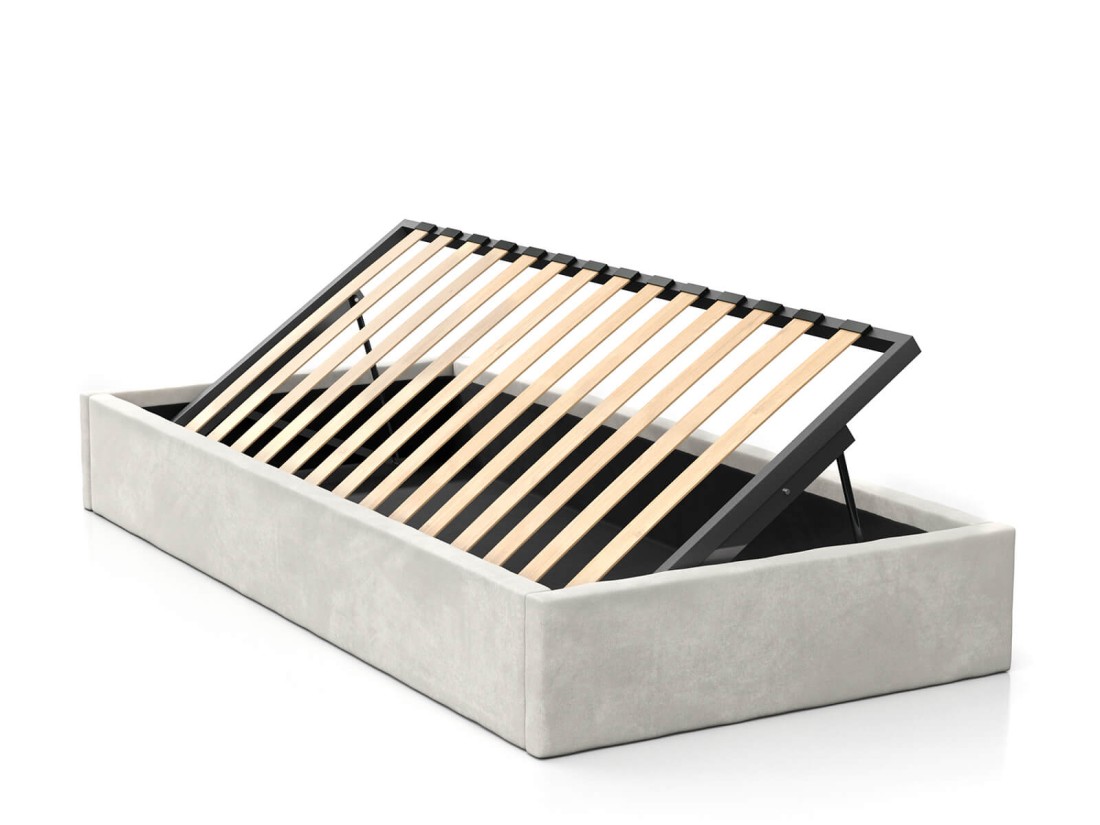 Łóżko dziecięce tapicerowane 90x200 z pojemnikiem ze stelażem Szary Velvet Kids Line BOX