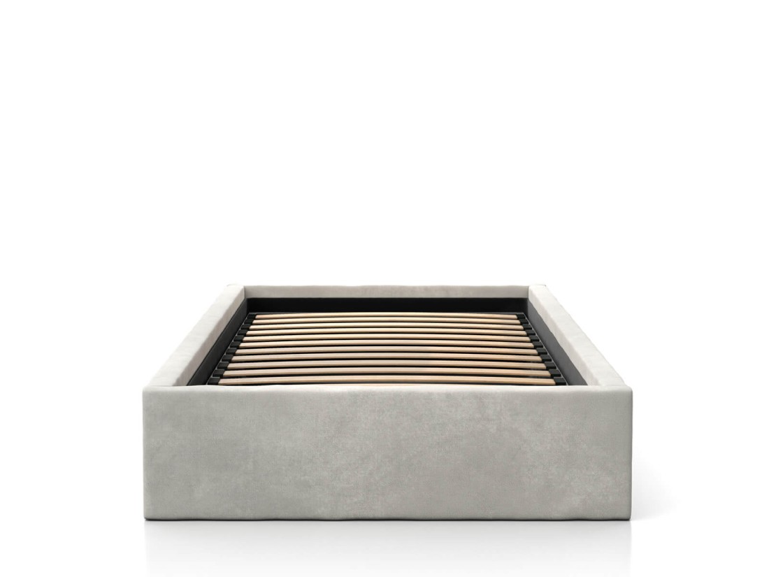 Łóżko dziecięce tapicerowane 90x200 z pojemnikiem ze stelażem Szary Velvet Kids Line BOX
