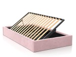 Łóżko młodzieżowe tapicerowane 120x200 z pojemnikiem ze stelażem Różowy Velvet Kids Line BOX