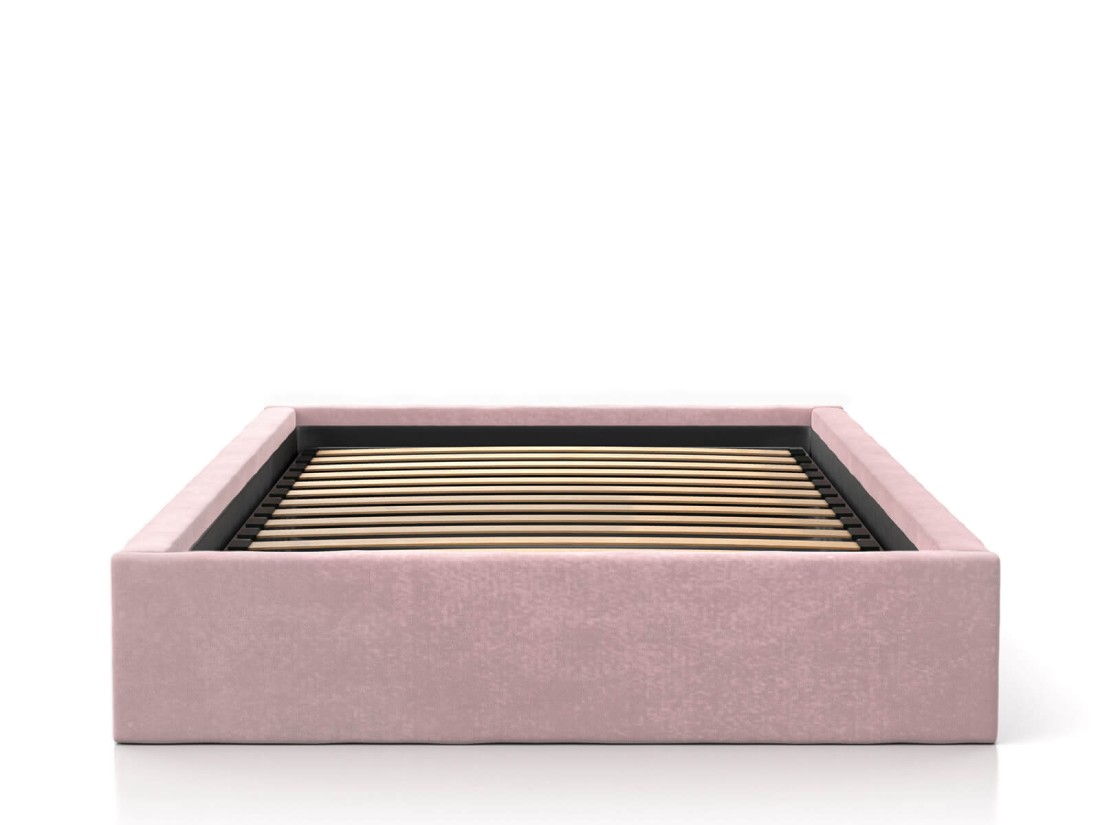 Łóżko młodzieżowe tapicerowane 120x200 z pojemnikiem ze stelażem Różowy Velvet Kids Line BOX