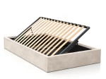 Łóżko młodzieżowe tapicerowane 120x200 z pojemnikiem ze stelażem Beżowy Velvet Kids Line BOX