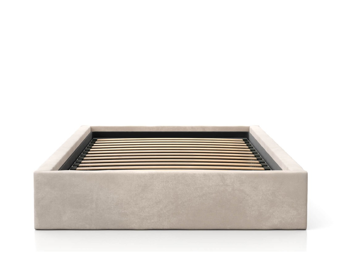 Łóżko młodzieżowe tapicerowane 120x200 z pojemnikiem ze stelażem Beżowy Velvet Kids Line BOX