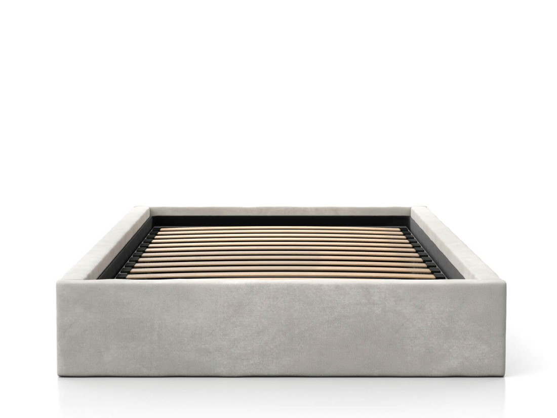Łóżko młodzieżowe tapicerowane 120x200 z pojemnikiem ze stelażem Szary Velvet Kids Line BOX