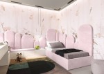 Łóżko dziecięce tapicerowane 90x200 z pojemnikiem ze stelażem Różowy Velvet Kids Line BOX