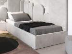 Łóżko młodzieżowe tapicerowane 120x200 z pojemnikiem ze stelażem Szary Velvet Kids Line BOX