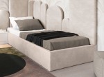 Łóżko młodzieżowe tapicerowane 120x200 z pojemnikiem ze stelażem Beżowy Velvet Kids Line BOX