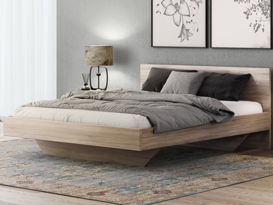 Łóżko lewitujące 180x200 dąb sonoma DM2 z płyty meblowej 
