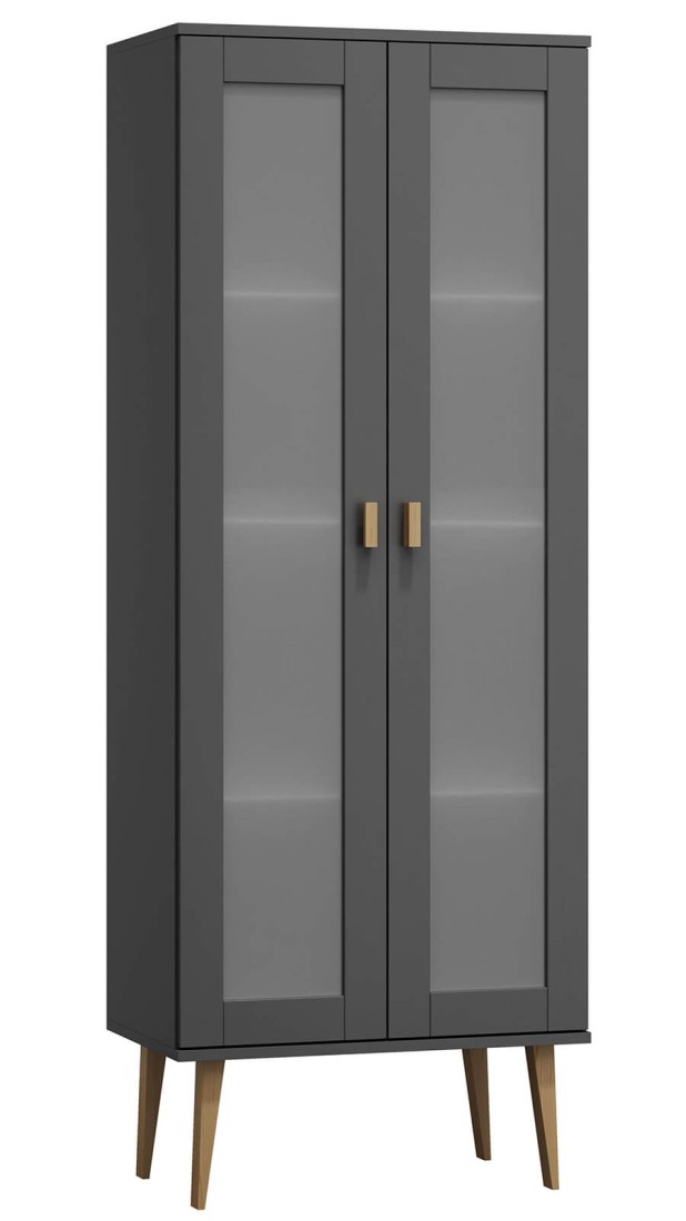 Witryna drewniana Venuci 89 cm szara