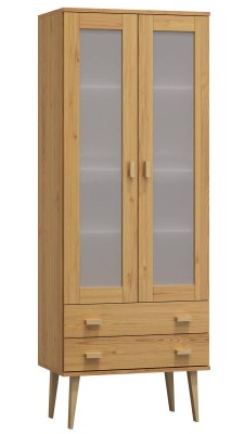 Witryna drewniana Venuci 2 szuflady 89 cm olcha