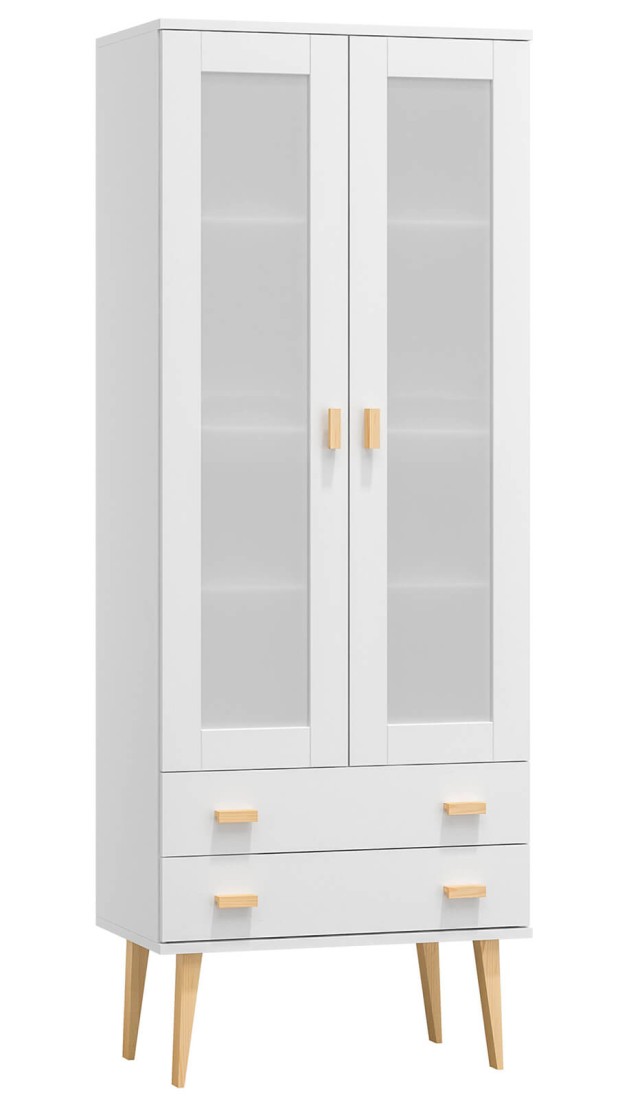 Witryna drewniana Venuci 2 szuflady 79cm biała