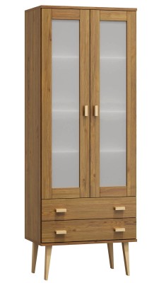 Witryna drewniana Venuci 2 szuflady 89 cm dąb