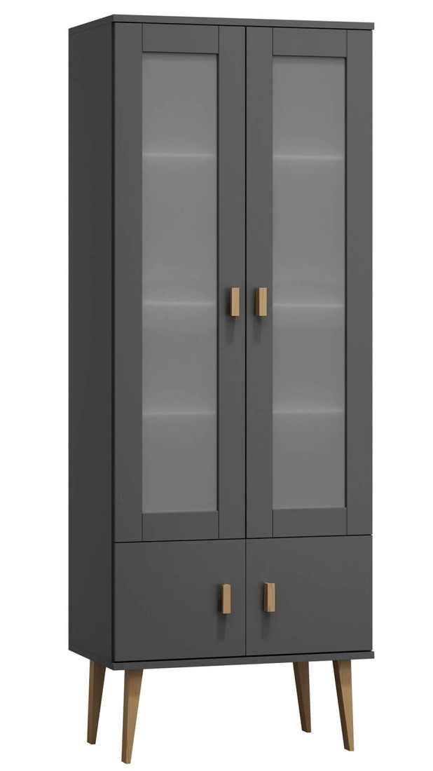 Witryna drewniana Venuci drzwiczki 79 cm szara