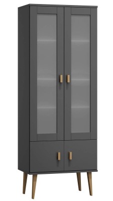 Witryna drewniana Venuci drzwiczki 79 cm szara