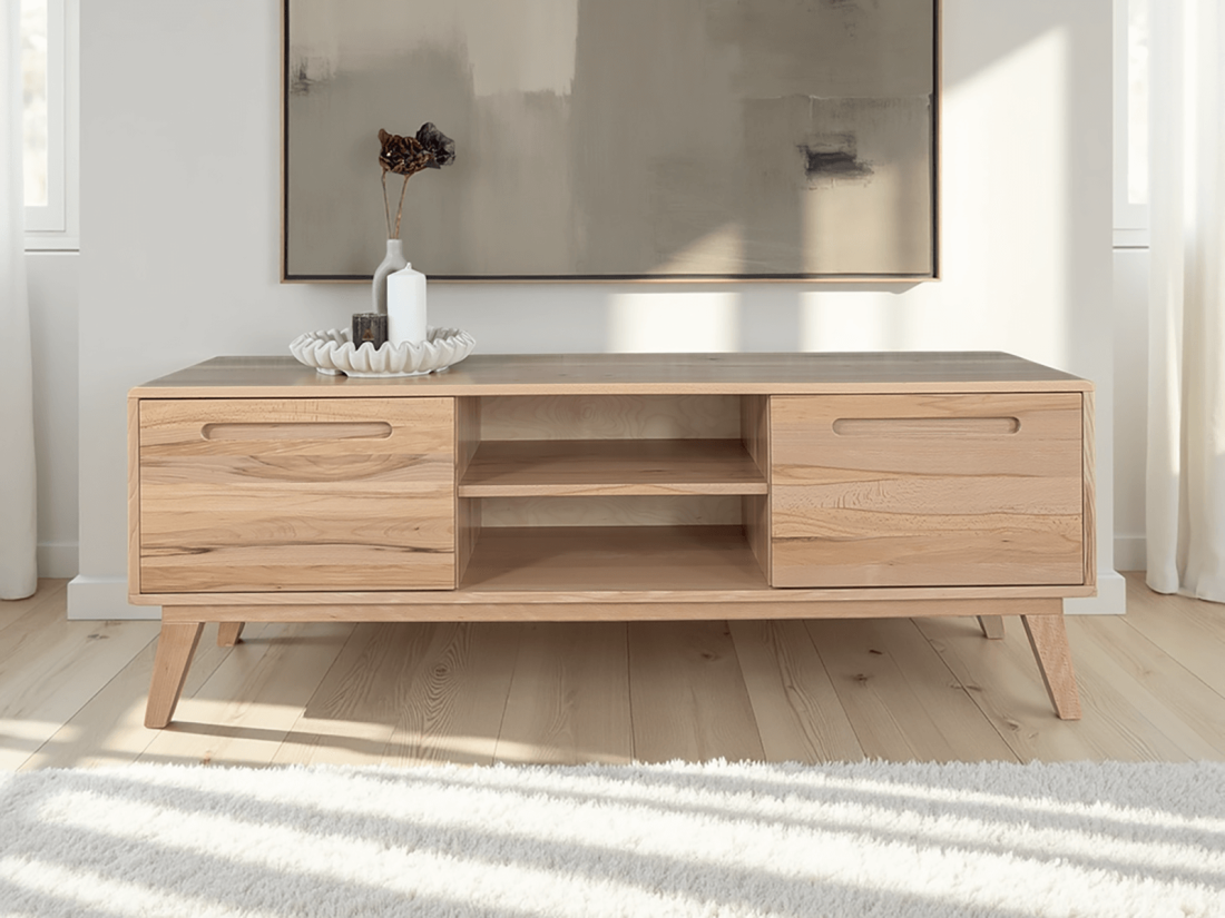 Szafka RTV drewniana bukowa Beskid szer. 155 cm buk naturalny