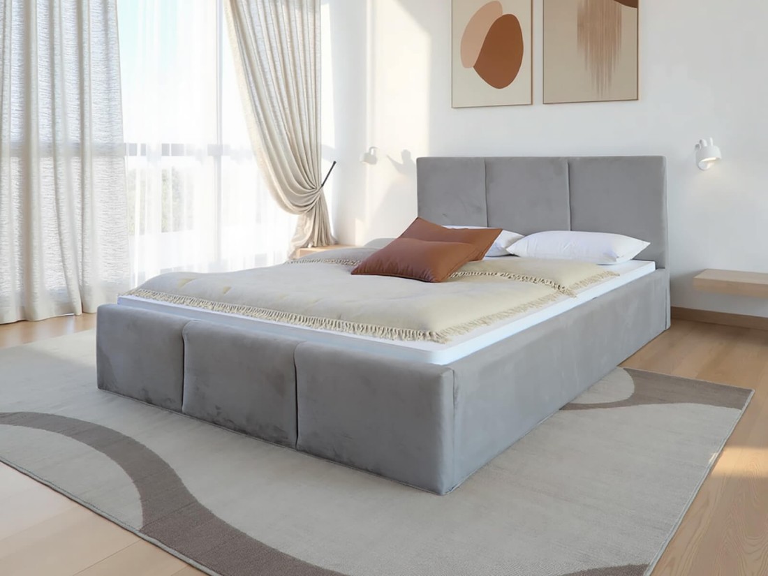  Łóżko tapicerowane z pojemnikiem 180x200 TOP line 7 Velvet Szary