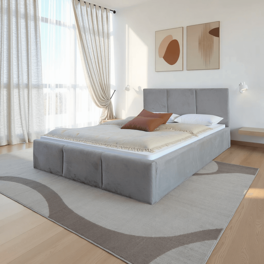  Łóżko tapicerowane z pojemnikiem 180x200 TOP line 7 Velvet Szary