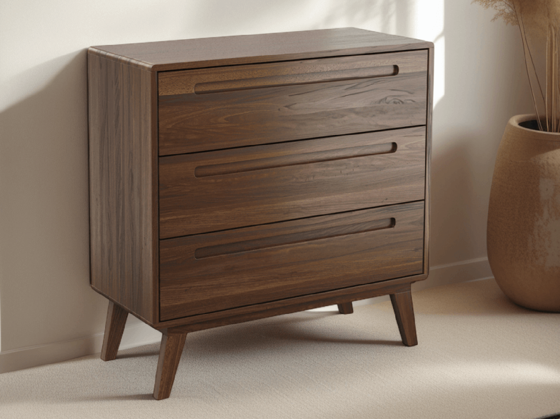 Komoda drewniana bukowa Beskid 3S szer. 90 cm orzech włoski