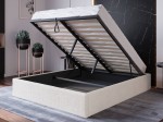 Łóżko tapicerowane 160x200 z pojemnikiem bez zagłówka Box line Kremowy Boucle