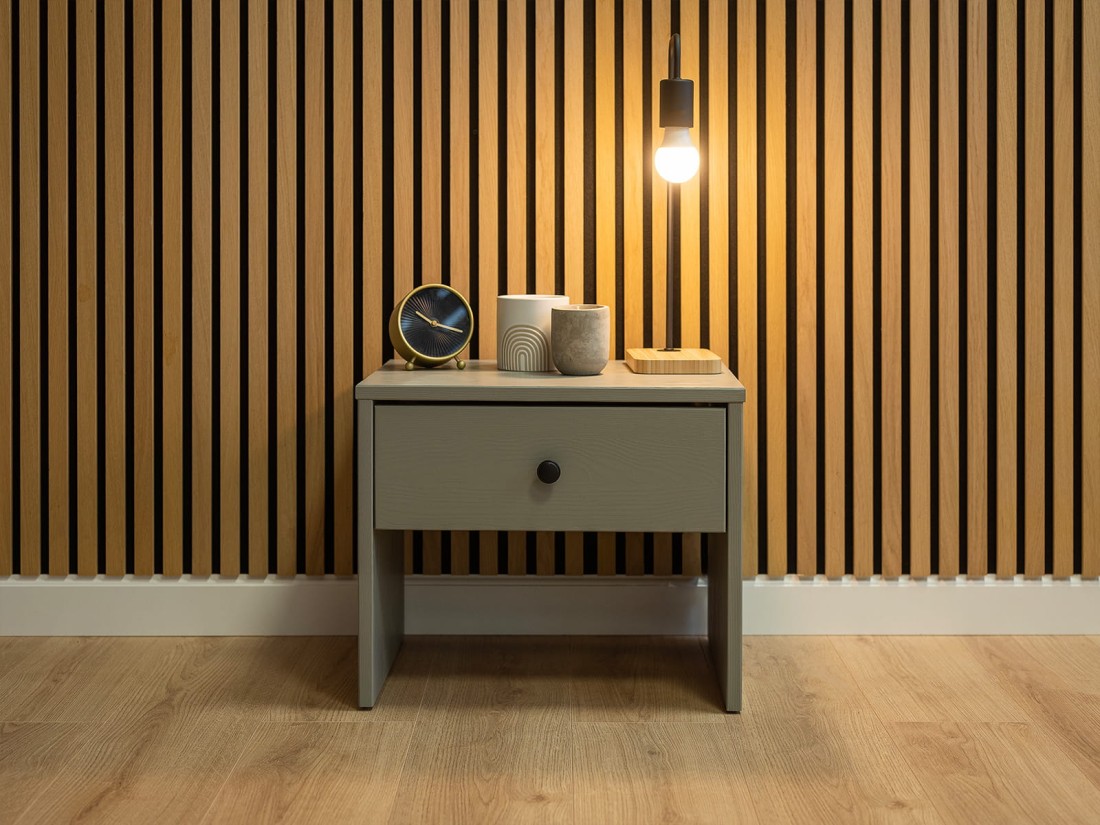 OUTLET - Szafka nocna drewniana SALLY szara 