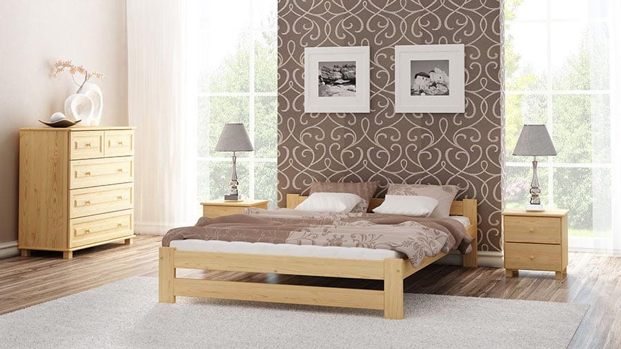 OUTLET- Łóżko drewniane Inter 150x200 nielakierowane sosna