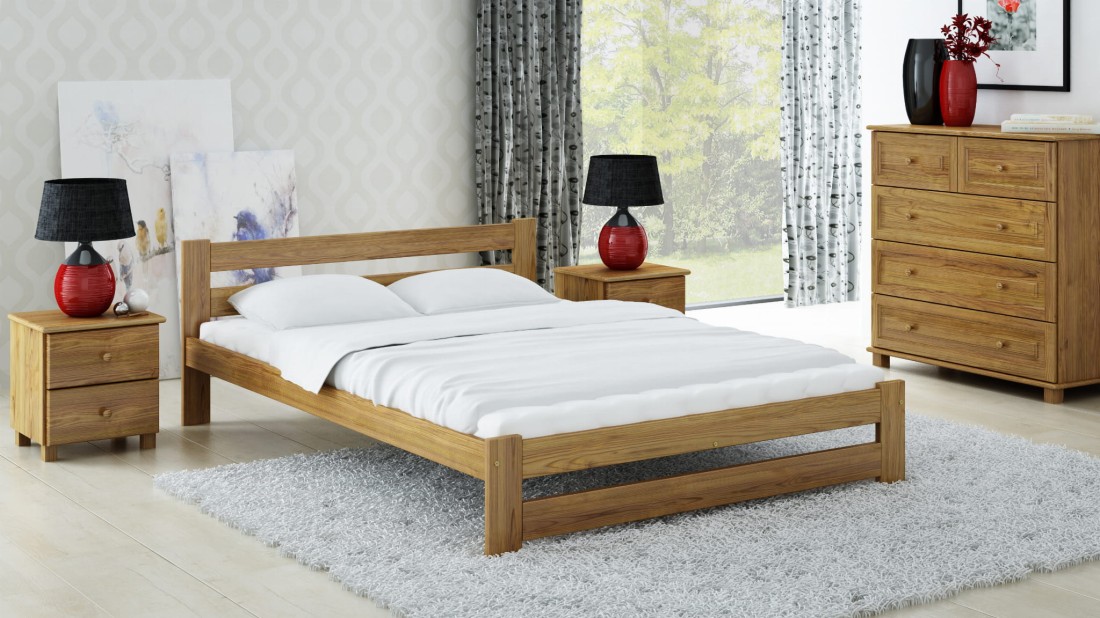 OUTLET - Łóżko drewniane Kada 150x200 eko dąb 