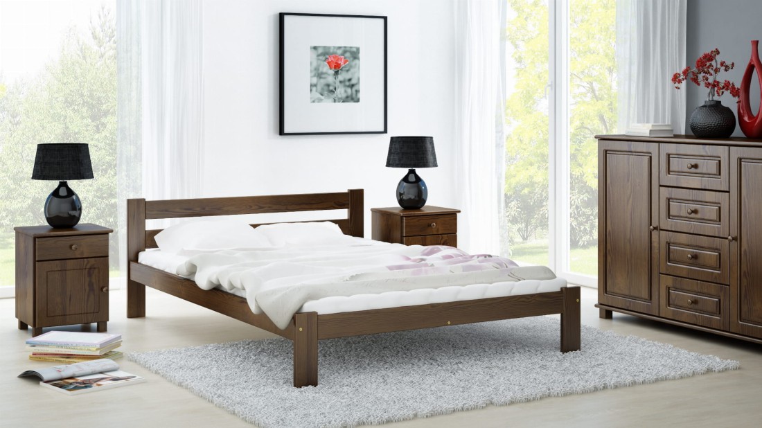 OUTLET - Łóżko drewniane MATO 135x200 EKO ORZECH 