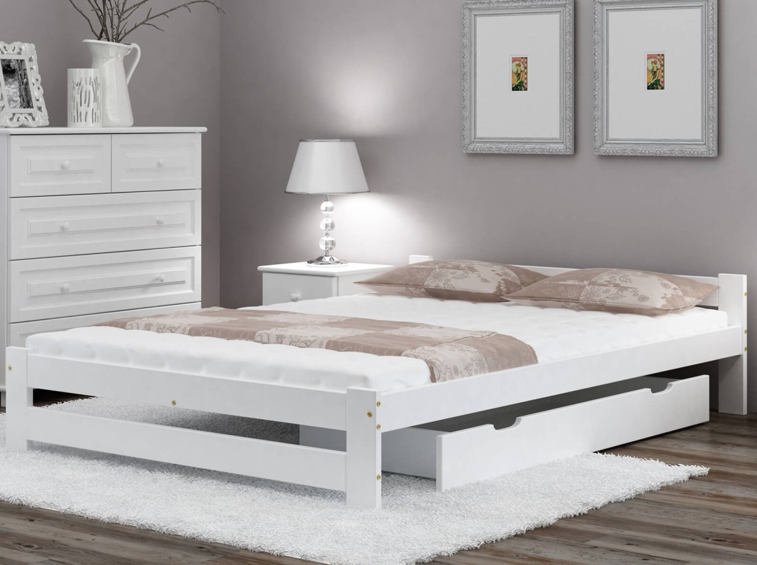 OUTLET - Łóżko drewniane Inter 135x200 eko BIAŁE 