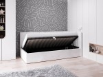 Tapczan jednoosobowy tapicerowany 90x200 z pojemnikiem ze stelażem szary Velvet Tom
