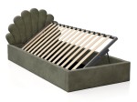 Łóżko dziecięce tapicerowane z pojemnikiem 90x200 ze stelażem oliwkowy Velvet Kids Line 3 Muszelka